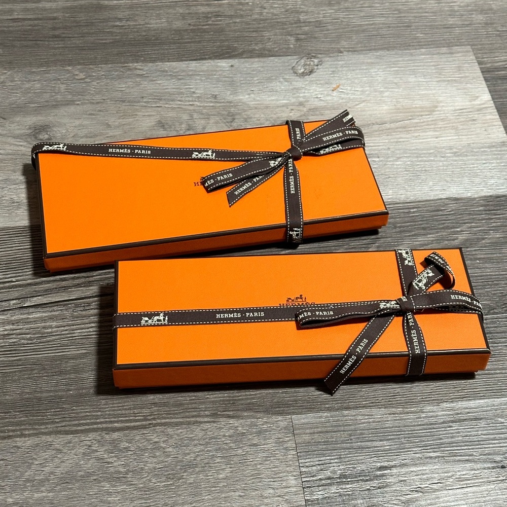 Authentic HERMES Gift Box Pack Of 2, 10x3.5x1; 10x4x1